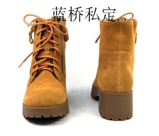  厂家清货正品新款英伦女短靴牛皮粗跟马丁靴DAE250510057包邮