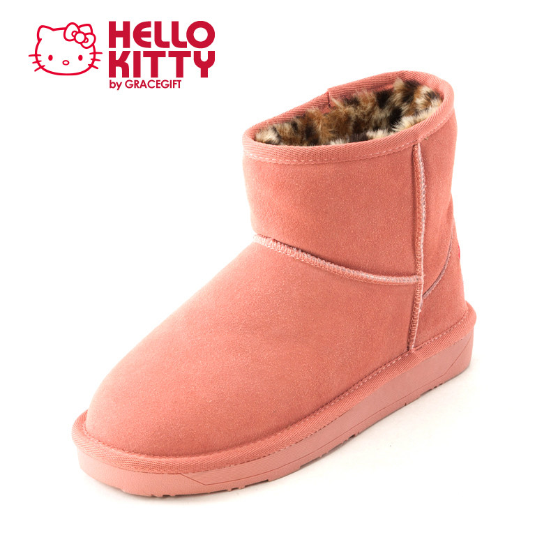 聚Hellokitty by gracegift秋冬新款刺绣蝴蝶结猫咪脸雪地靴2010