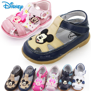  包邮!夏正品迪士尼米奇宝宝真皮包头凉鞋 幼儿童软底学步鞋男女童