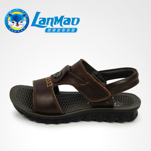  蓝猫正品童鞋男童夏款 儿童魔术贴露趾鞋 皮革拼接舒适凉鞋