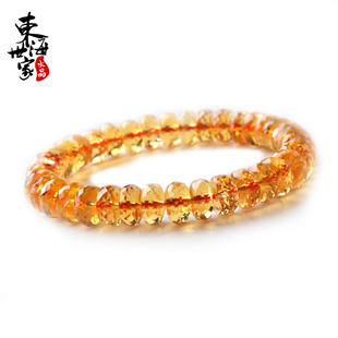 东海世家 天然黄水晶手链正品黄晶刻面盘珠手串饰品女款招财旺财