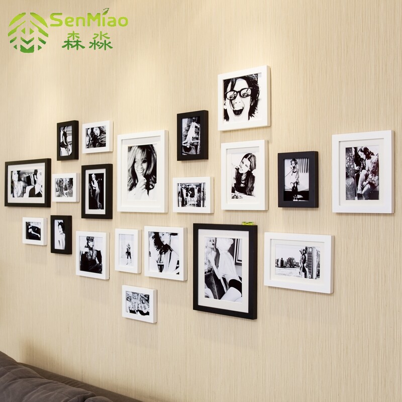 森淼<em>照片墙</em> 实木相片墙 <em>简约现代</em>家装相框墙 组
