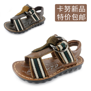  新款卡努正品童鞋男童韩版儿童凉鞋真皮磨砂皮拼接露趾81370
