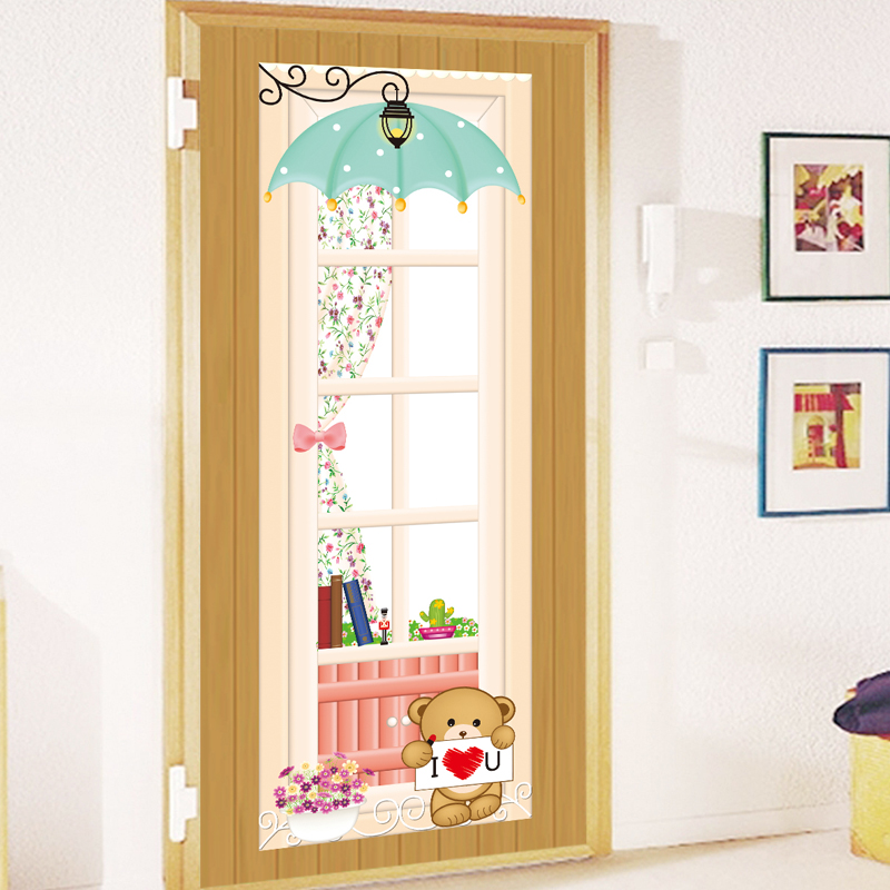 儿童房门装饰贴 超大可移除墙贴 玻璃门贴纸 小