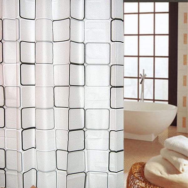 Shower Curtains Black and white ash Square fashion Curtain fabric Hooks Thick waterproof EVA/ Polyester fiberin the Family/Personal Cleaning Tools , Sanitary appliances/Bathroom accessories , Shower Curtains category - from Buy2taobao.com to provide professional Taobao agent buy service