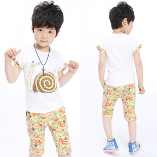  童装男童短袖套装夏装新款儿童卡通韩版休闲运动两件套