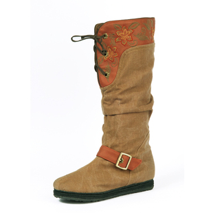  汉舞 休闲女靴 风韵 年新款内增高中筒靴 百搭骑士靴 三色