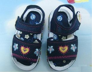  新款韩版绣花布凉鞋外贸男童凉鞋小童鞋儿童鞋宝宝鞋21-24码