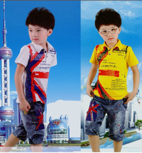  B16童装男童夏装新款套装原创短袖T恤中小童纯棉儿童套装特价