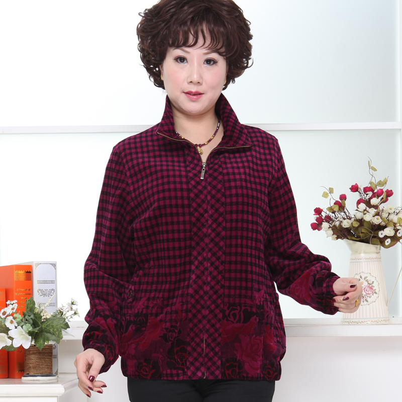 中老年女装春秋装夹克 休闲妈妈装灯芯绒老人上衣 纯棉条绒外套女 中老年女装春秋装夹克 休闲妈妈装灯芯绒老人上衣 纯棉条绒外套女