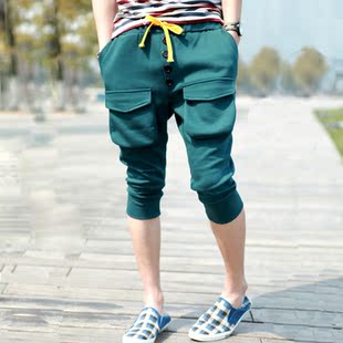  M2M夏季新款大口袋运动七分裤男士 7分裤 休闲 短裤男 潮流
