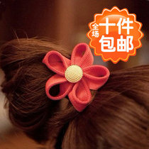 1803 小饰品批发包邮 糖果色发圈五叶花布艺发绳 发饰头饰头绳女