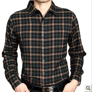  七匹狼男装长袖衬衫羊毛长袖衬衫男商务衬衫长袖格子衬衫休闲