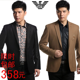 新款西服阿玛尼正品男装青年修身单西一粒扣韩版休闲西服包邮