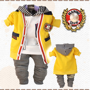  Babyrow包邮童装春装新款学院风男童三件套儿童套装宝宝衣服