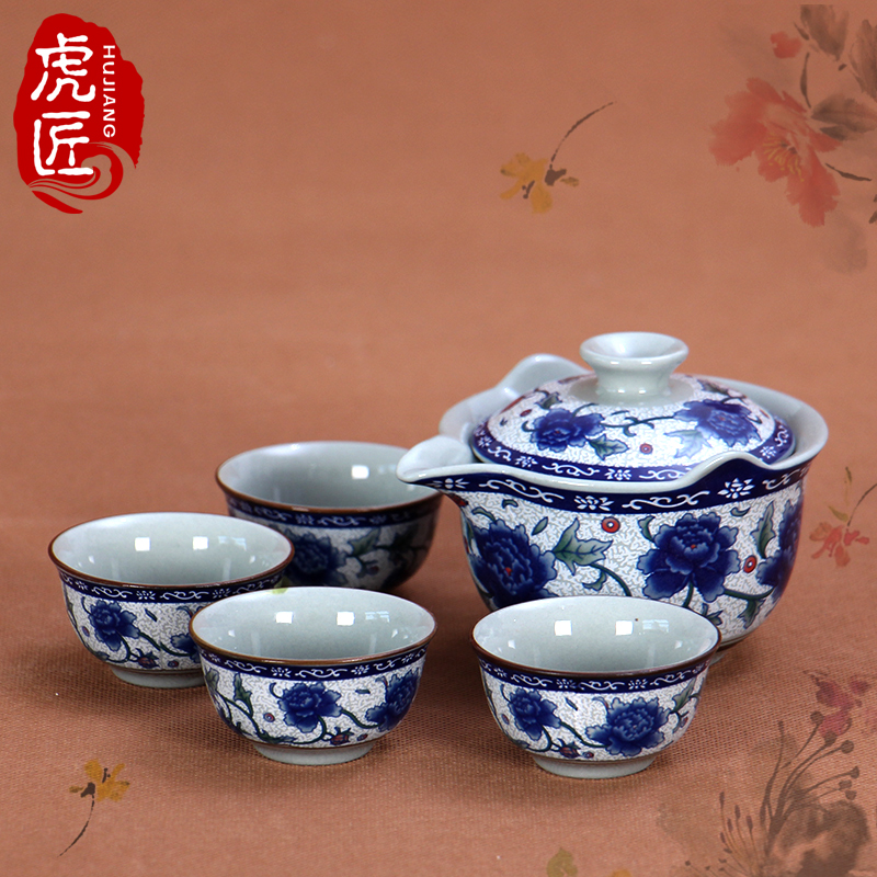 虎匠 陶瓷功夫茶具 手抓壺 快客杯 泡茶蓋碗 壹壺兩杯 青花瓷套裝在類目 餐飲具, 茶具, 功夫茶具中 - 來自Buy2taobao.com提供專業的淘寶代購服務