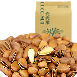  壳壳果坚果零食特产东北野生红松子开口松籽165g*3袋包邮