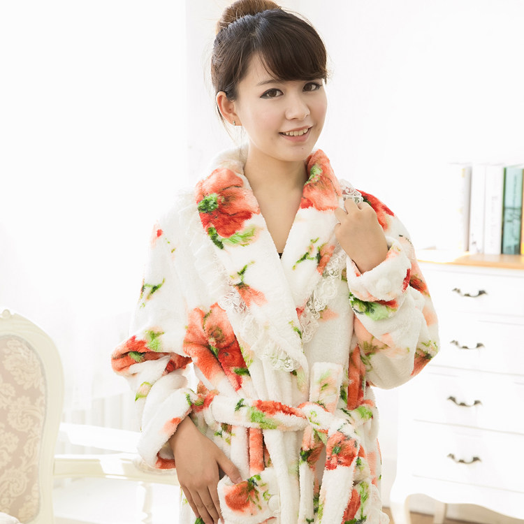秋鹿产 <em>女士</em>3折特价包邮珊瑚绒<em>睡袍</em>女 <em>加厚</em>系