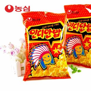  限区包邮韩国进口食品农心印第安饭团片玉米脆片膨化休闲零食110g