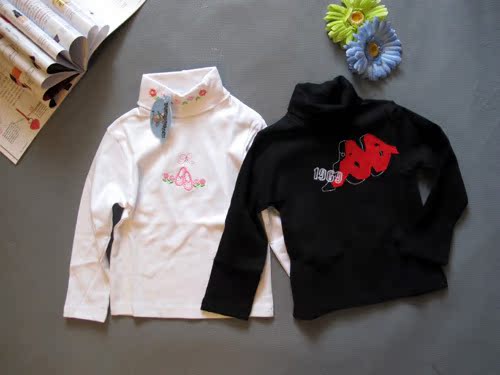 【撤店甩货】春秋款高领绣花全棉针织长袖打底衫 黑白在类目 童装/婴儿装/亲子装, 卫衣/绒衫中 - 来自Buy2taobao.com提供专业的淘宝代购服务