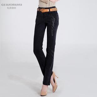  戈洛瑞丝春品牌女裤牛仔裤 女 韩版潮弹力小脚裤修身显瘦大码