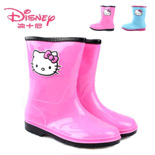  新品雨鞋正品迪士尼童鞋 棉套雨水鞋雨靴 女中童鞋 时尚胶鞋12536