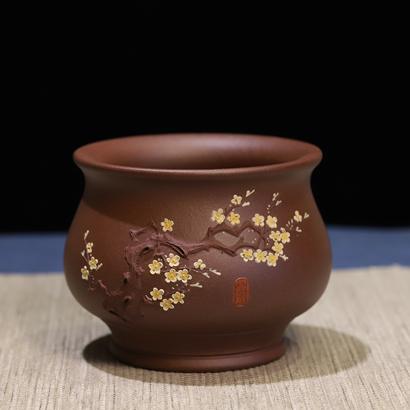 精品紫砂品茗杯主人杯原矿紫砂全手工贴花梅花杯暗香茶杯口杯茶具|msdalam kategori pinggan mangkuk, set teh, Cup - dari Buy2taobao.com untuk memberikan perkhidmatan ejen Taobao profesional membeli