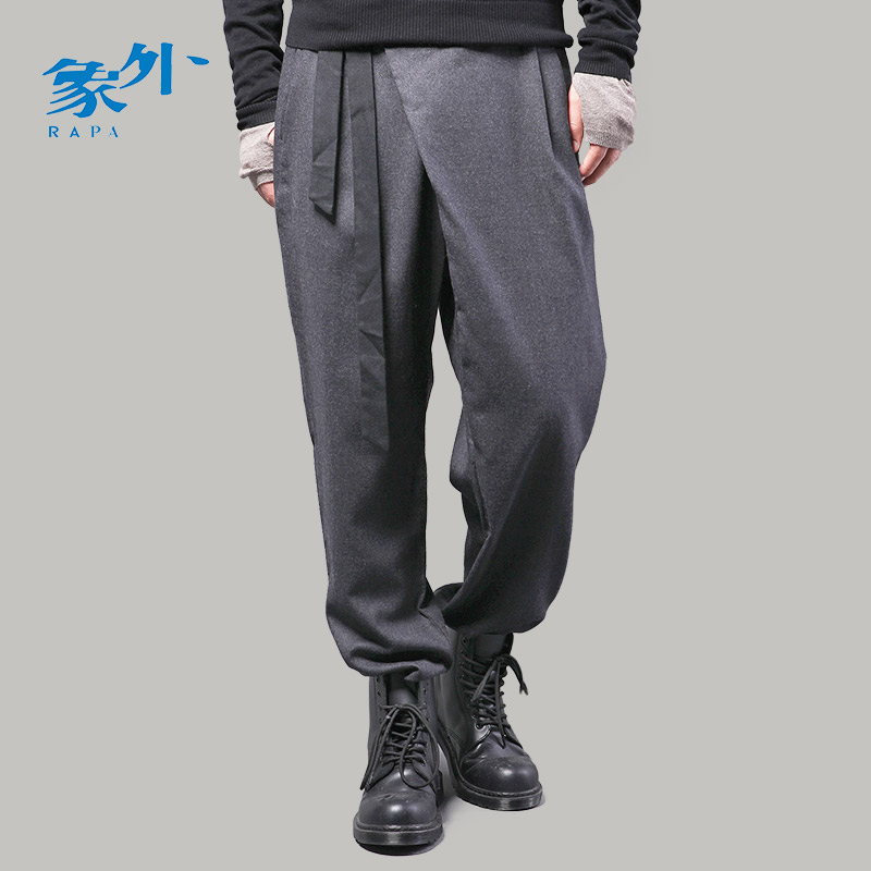 【RAPA象外】春夏新款 98%羊毛男裤 设计感长腰带休闲裤9041305