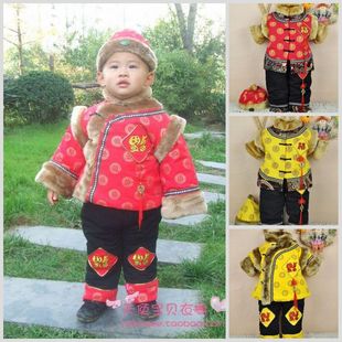  包邮专柜品牌套装春节唐装儿童秋冬季节新年喜庆三件套服装送礼
