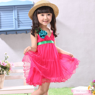  女童装连衣裙子夏季新款韩版儿童夏装公主裙蕾丝演出纱裙