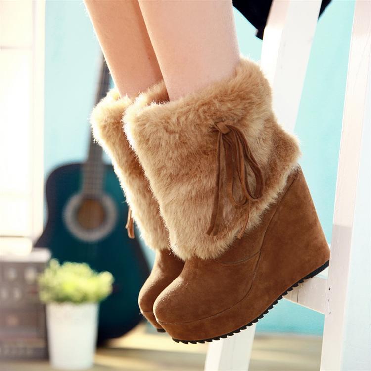 女靴防水台厚底坡跟...