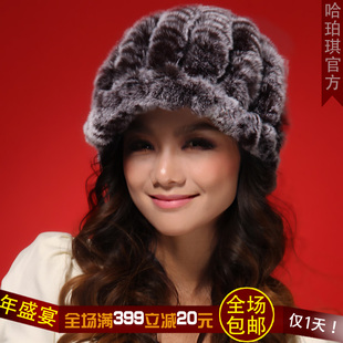  哈珀琪獭兔毛帽子女士冬加厚保暖韩版鸭舌帽时尚女帽 皮草