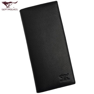 Send septwolves wallet card package first layer long wallet card leather wallet for men business wallet in Korean