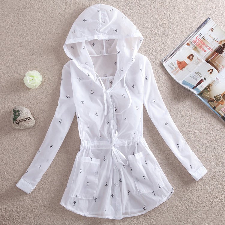 包邮 new summer sun protection clothing girls long transparent Sun-protective clothing Beach clothing UV long sleeve coat