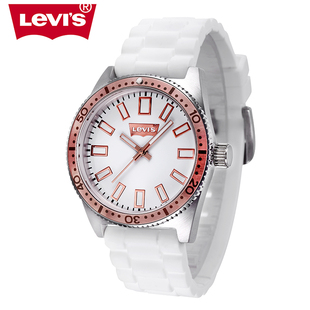  新品levi's李维斯专柜正品情人礼品 金边白硅胶带石英手表LTI0302