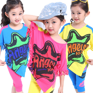  童装 女童夏装新款 儿童衣服 韩版潮中大童 运动休闲套装夏季
