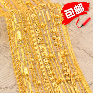  特价包邮高仿黄金千足金韩版镀金项链多款单链配链女短款锁骨链