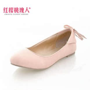  春夏新品休闲鞋 韩版后跟蝴蝶结浅口圆头舒适平跟女式鞋单鞋