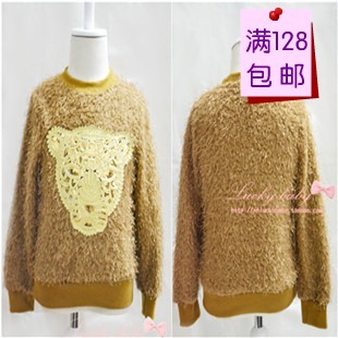 韩版新款 童装<em>女童 动物</em>图案套头<em>毛衣</em> 超酷亮片