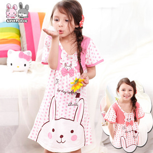  包邮100%纯棉儿童睡衣睡裙夏季短袖亲子装童装女童家居服新款