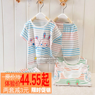  韩国婴奈儿童宝宝睡衣新款夏装婴儿内衣棉短袖短裤套装家居服