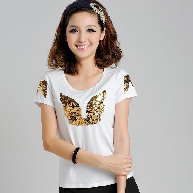 天使之 亮片短袖T恤...