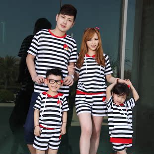  新款一家三口装 夏装 亲子全家装母女装愤怒小鸟套母子装套装