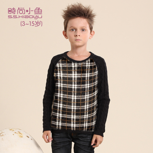  【快捷支付】时尚小鱼童装儿童针织衫韩版男童加绒毛衣男大童毛衣
