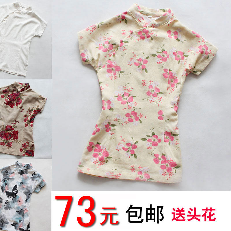 Summer dress new Chinese wind cotton and linen clothing dress shirt vintage improved female Chinese linen short sleeve shirt