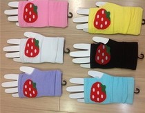 2013秋冬季韩版女新款新品 可爱多功能 草莓 半指手套键盘打字
