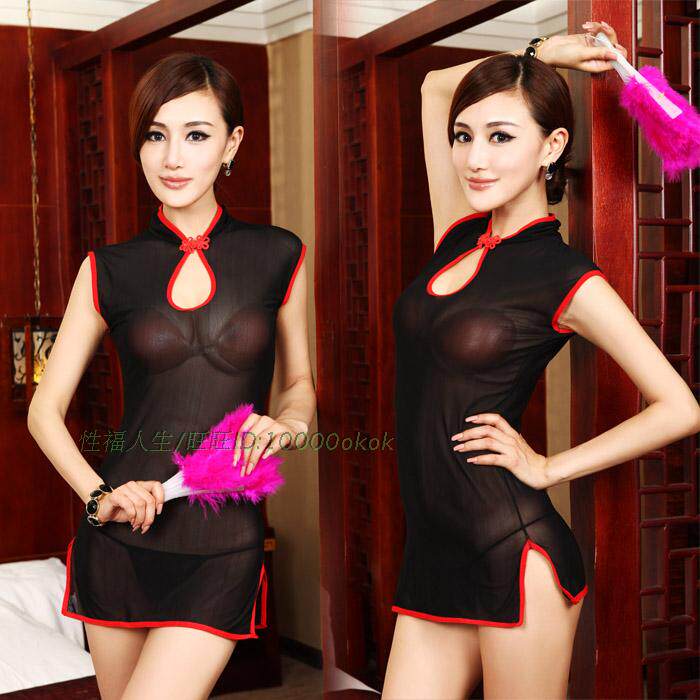 情趣<em>内衣</em>性感套装 女款超短旗袍<em>透明</em>诱惑黑色