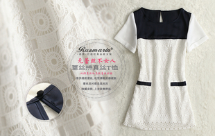  高端品质欧货欧洲站新款夏女装蕾丝拼真丝T恤欧美大牌剪标