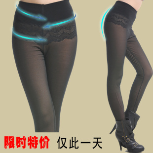  今日特价冬三层加绒加厚防勾丝假透肉羊绒保暖裤女修身显瘦打底裤