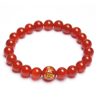  淘金币 开光 蛇年吉祥物 十二生肖本命年 红玛瑙八大守护神手
